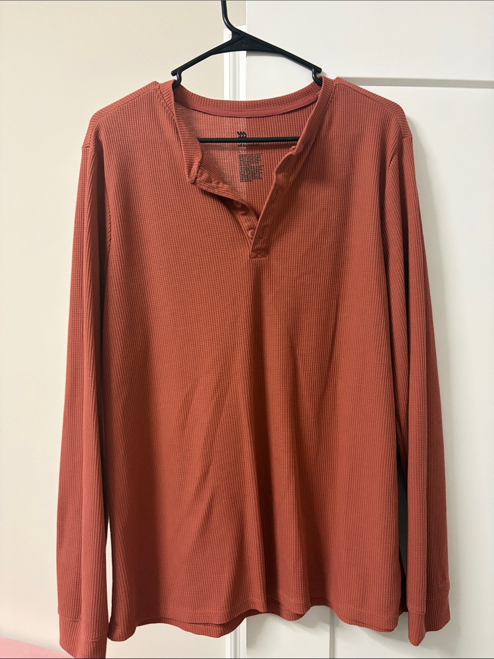 Target Men's Long Sleeve Henley Shirt - Terracotta